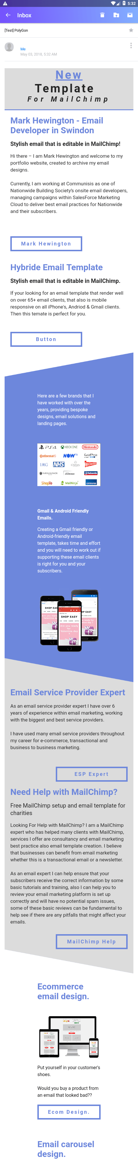 Editable MailChimp Email Template for Yahoo Android 7 version